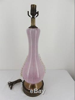 Vintage Art Glass MURANO Table Lamp Translucent Ribbon Pink