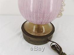 Vintage Art Glass MURANO Table Lamp Translucent Ribbon Pink