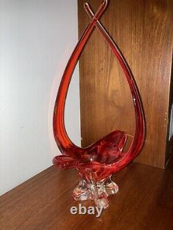 Vintage Art Glass Vase Chalet Glass Murano Red