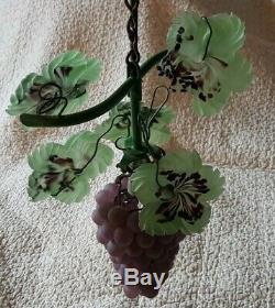 Vintage Art Nouveau Murano Czech Glass Grape Cluster Fruit Chandelier