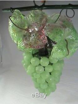 Vintage Art Nouveau Murano Czech Glass Grape Cluster Fruit Figural Chandelier G1