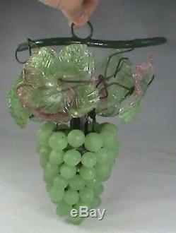 Vintage Art Nouveau Murano Czech Glass Grape Cluster Fruit Figural Chandelier G1