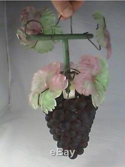 Vintage Art Nouveau Murano Czech Glass Grape Cluster Fruit Figural Chandelier P1