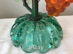 Vintage Art Nouveau Murano Glass Grape Cluster Fruit Figural Lamp
