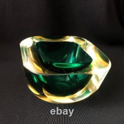 Vintage Ashtray Glass Murano Green Italy Rare Collectible