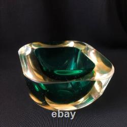 Vintage Ashtray Glass Murano Green Italy Rare Collectible