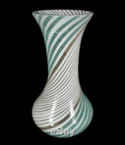 Vintage Aureliano Toso Dino Martens Murano Italy Art Glass Vase Mezza Filigrana