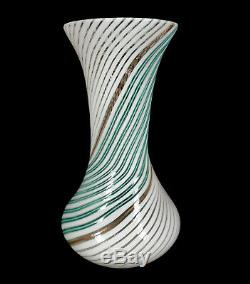 Vintage Aureliano Toso Dino Martens Murano Italy Art Glass Vase Mezza Filigrana