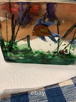 Vintage Authentic Murano Cenedese 1950s Barbini & Licata Glass Fish Aquarium EUC