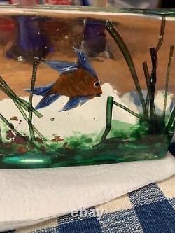 Vintage Authentic Murano Cenedese 1950s Barbini & Licata Glass Fish Aquarium EUC