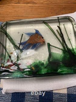 Vintage Authentic Murano Cenedese 1950s Barbini & Licata Glass Fish Aquarium EUC