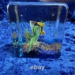 Vintage Authentic Murano Glass Fish Aquarium 3 Cube, Handcrafted Made in Italy