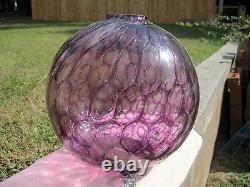 Vintage Awesome Large Murano Purple Amethyst Coin Dot Spot Ball Vase