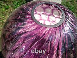 Vintage Awesome Large Murano Purple Amethyst Coin Dot Spot Ball Vase