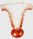 Vintage BAROVIER & TOSO MURANO ITALY ART GLASS Fan Ruffle VASE Orange Gold Fleck