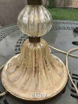 Vintage Barovier & Toso Mid Century Gold Fleck Control Bubble Murano Glass Lamp