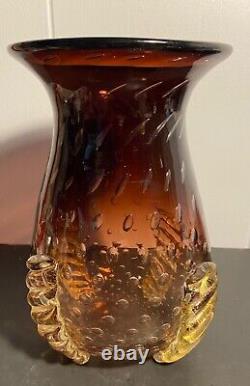 Vintage Barovier & Toso Vase Aubergine Murano Glass