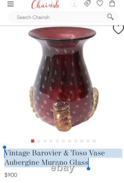 Vintage Barovier & Toso Vase Aubergine Murano Glass