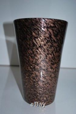 Vintage Black and Gold Murano Art Glass Vase by Fratelli Toso, Published