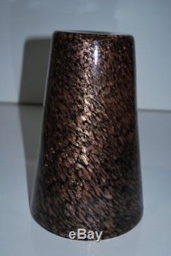 Vintage Black and Gold Murano Art Glass Vase by Fratelli Toso, Published