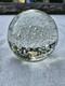 Vintage Blown Controlled Bubbles Murano Art Glass Transparent Paperweight, Ital