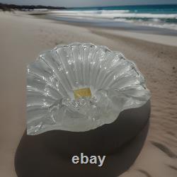 Vintage Blown Murano Glass Signed Cenedese Opalescent Clam Shell 1970s Genuine