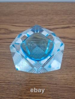 Vintage Blue Murano Sommerso Glass Flavio Poli for Seguso DIAMOND Bowl Ashtray