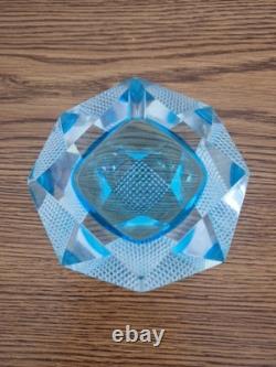 Vintage Blue Murano Sommerso Glass Flavio Poli for Seguso DIAMOND Bowl Ashtray