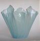 Vintage Blue Venini Fazzoletto Murano Italy Handkerchief Glass Flower Vase