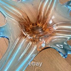 Vintage Bowl in Blueb and Amber Murano Glass, 1960s
