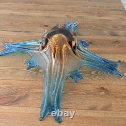 Vintage Bowl in Blueb and Amber Murano Glass, 1960s