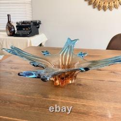 Vintage Bowl in Blueb and Amber Murano Glass, 1960s