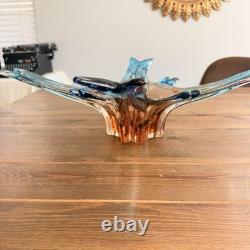 Vintage Bowl in Blueb and Amber Murano Glass, 1960s
