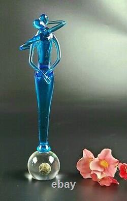 Vintage- Bucella Crystal Murano Glass Blue Kissing Couple Figurine -10 Tall