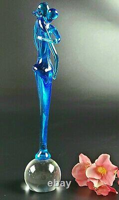 Vintage- Bucella Crystal Murano Glass Blue Kissing Couple Figurine -10 Tall