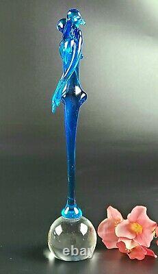 Vintage- Bucella Crystal Murano Glass Blue Kissing Couple Figurine -10 Tall