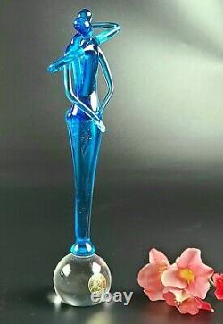 Vintage- Bucella Crystal Murano Glass Blue Kissing Couple Figurine -10 Tall