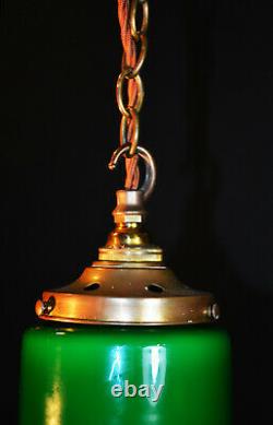 Vintage C-1950s Italian Murano handmade tulip cased glass pendant light lantern