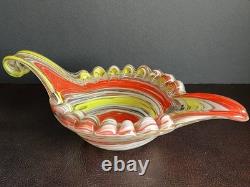 Vintage C1950 Venetian Fratelli Toso Murano Orange Art Glass Candy Dish