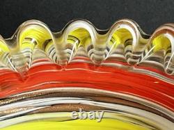 Vintage C1950 Venetian Fratelli Toso Murano Orange Art Glass Candy Dish