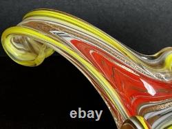 Vintage C1950 Venetian Fratelli Toso Murano Orange Art Glass Candy Dish