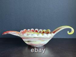 Vintage C1950 Venetian Fratelli Toso Murano Orange Art Glass Candy Dish