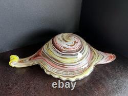 Vintage C1950 Venetian Fratelli Toso Murano Orange Art Glass Candy Dish