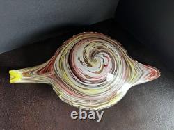 Vintage C1950 Venetian Fratelli Toso Murano Orange Art Glass Candy Dish