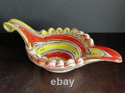 Vintage C1950 Venetian Fratelli Toso Murano Orange Art Glass Candy Dish
