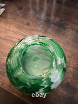 Vintage Carlo Moretti Green And White Marbled Murano Glass Bowl