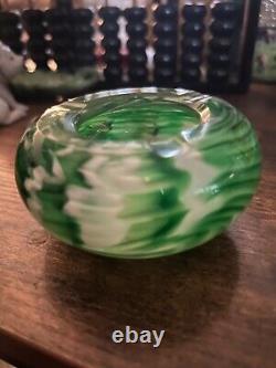 Vintage Carlo Moretti Green And White Marbled Murano Glass Bowl