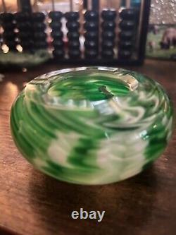 Vintage Carlo Moretti Green And White Marbled Murano Glass Bowl