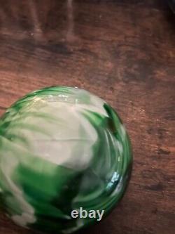 Vintage Carlo Moretti Green And White Marbled Murano Glass Bowl