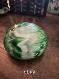 Vintage Carlo Moretti Green And White Marbled Murano Glass Bowl